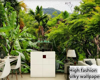 

beibehang Vintage Fashion Classic 3d Wallpaper Rainforest Large wide tooling Coconut tree background papel de parede wallpaper