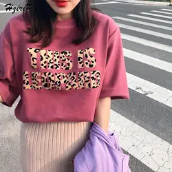HziriP Новинка 2019 года Толстая теплая футболка для женщин топы корректирующие Свободные леопардовым принтом пикантные дна футболк