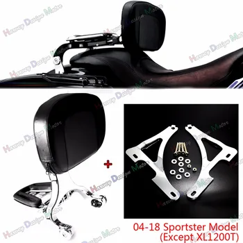 

Chrome Fixed Mount&Driver Passenger Backrest For Harley 2004-2014 2015 2016 2017 Sportster XL Iron 883 1200 48
