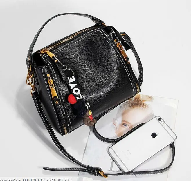

Nesitu Red Black Blue Purple Brown Genuine Leather Cute Small Women Messenger Bags Girl Mini Shoulder Bags Woman Handbags M188