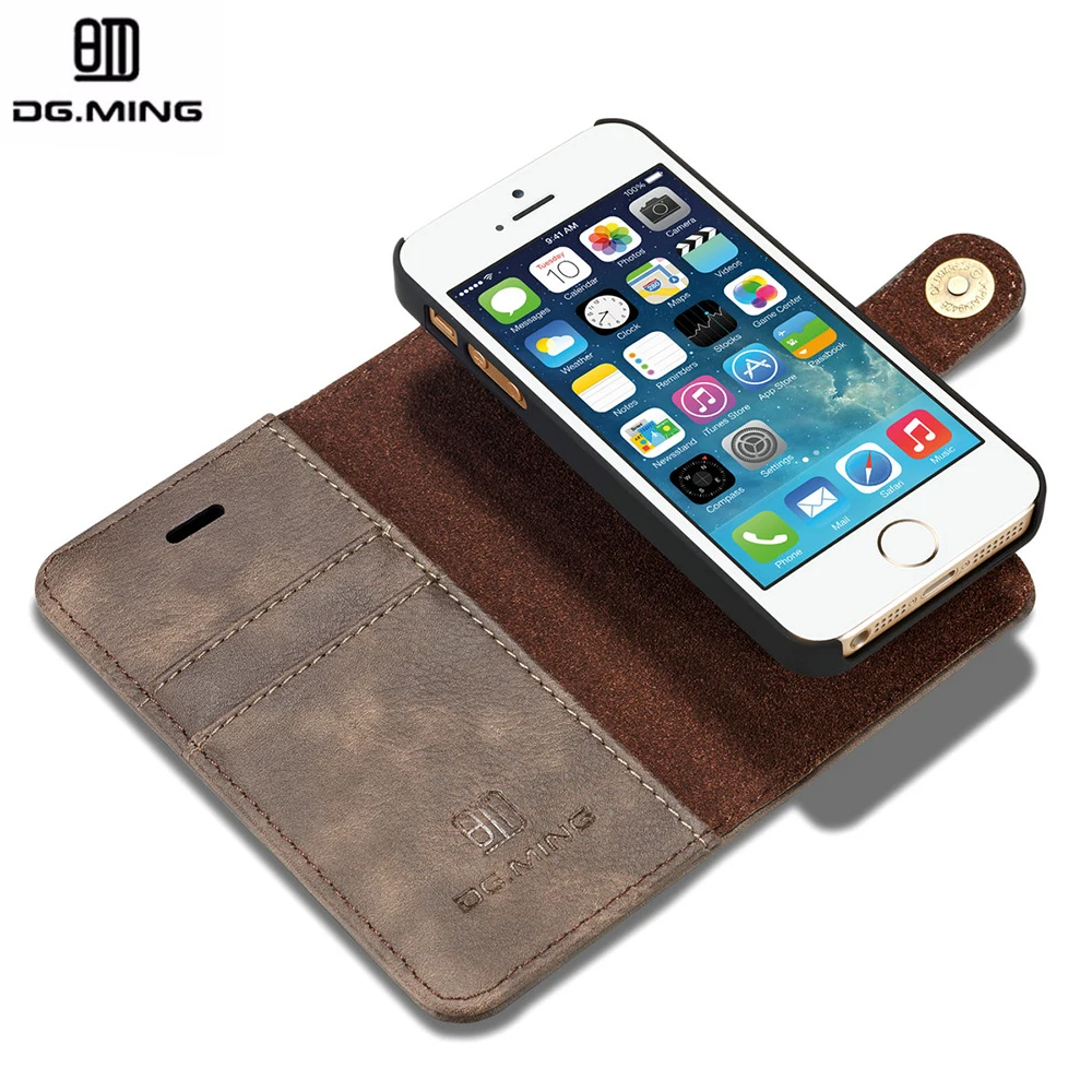 imágenes para Dg. ming magnética cartera de lujo cubierta de cuero genuino flip case para el iphone sí 5 5S capinha coque de para iphone se case case cubierta imágenes para Dg. ming magnética cartera de lujo cubierta de cuero genuino flip case para el iphone sí 5 5S capinha coque de para iphone se case case cubierta
