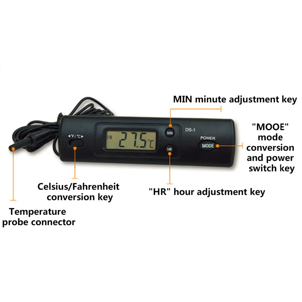 

Car Digital Thermometer Car Auto LCD Display In Out Clock with Two Probes Measuring Temperature C and F Tester