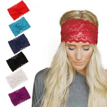 Стиль Горячая Йога Группы волос спорт широкий кружевной головная повязка для девочек спортивные волос Группа повязка