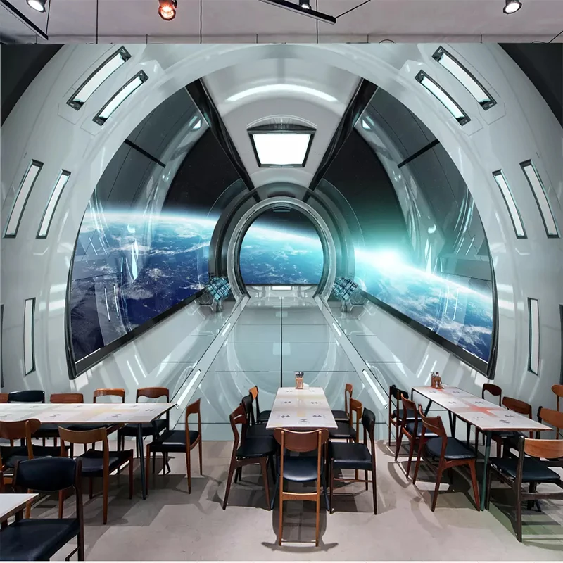 Custom Size Modern 3D Character Universe Space Capsule Mural Home Decor Mural Art Living Room TV Background 3D Wall Paper Roll