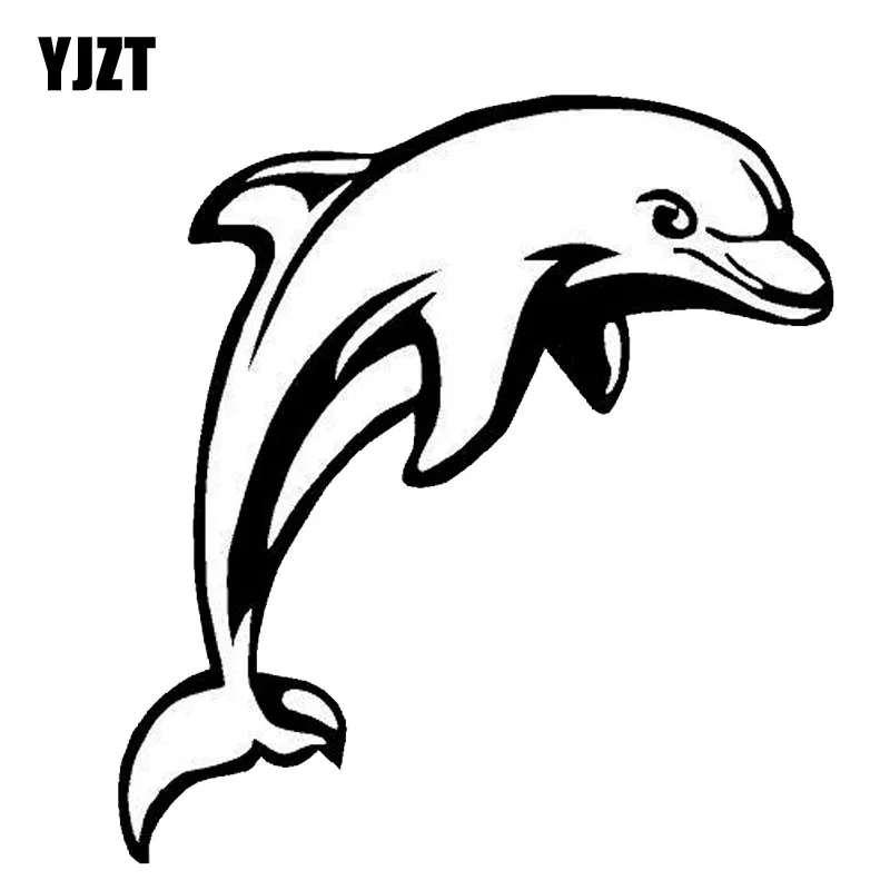 YJZT 13.3*14.3CM Dolphin Cute Cartoon Animal Vinyl Decal Car Styling Funny Personality Stickers Black/Sliver C6-1224