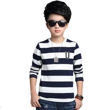 2016 Autumn Boys T-Shirts Long Sleeve Kids T Shirt Children Stripes Children T Shirts For Boys Top Children Clothes XC35