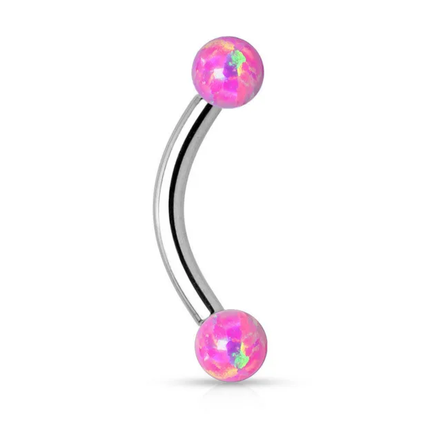 1 шт. 8 мм 16 г 3 мм опаловый шар бровей для пирсинга, из хирургической стали изогнутая гантель кольцо для губ Snug Daith Helix Rook серьги - Окраска металла: Pink