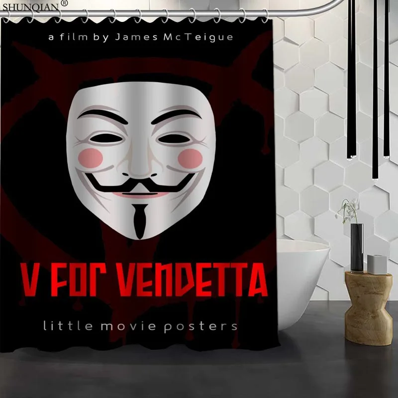 Новая V для Vendetta Заказная занавеска душа водонепроницаемая ткань полиэфирная