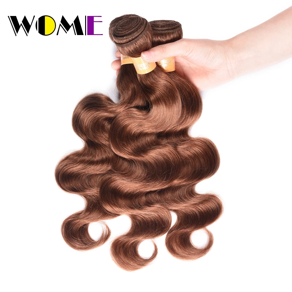 Wome Color 30 Bundles Indian Body Wave Human Hair Extension 3PC #30 Non Remy Free Shipping | Шиньоны и парики