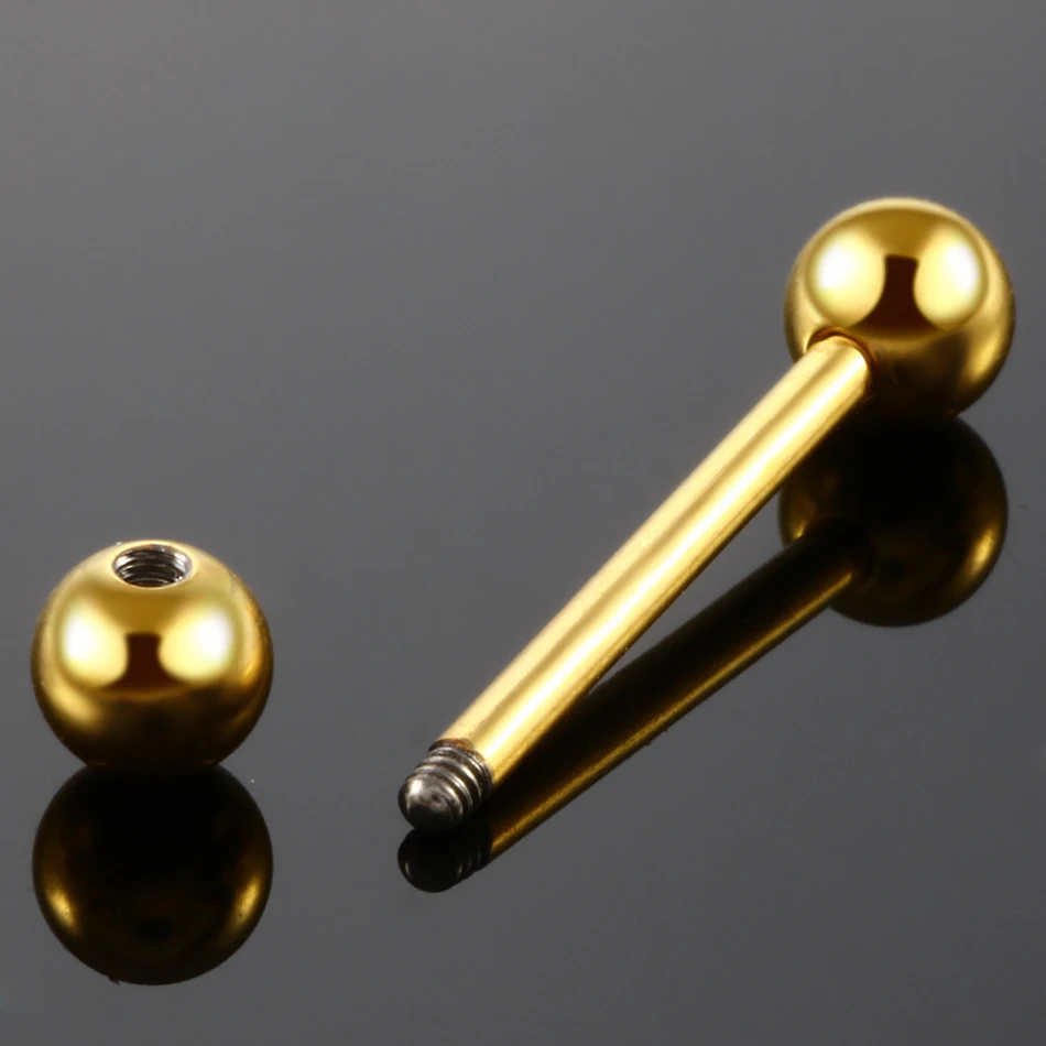 50Pcs/lot Titanium Curved Banana Straight Barbell Tongue Rings Eyebrow Rod Lip Bar Industrial Piercing Helix Cartilage Earrinigs