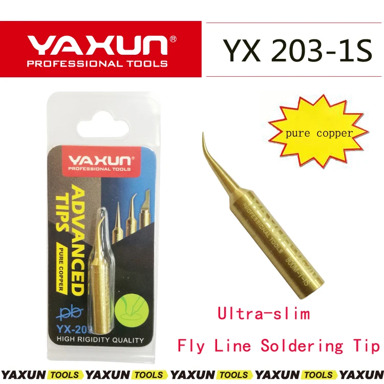 YAXUN YX203-1s пайки из чистой меди для iphone материнская плата fly line ремонт, ультра тонкий паяльник головка для мобильного ремонта