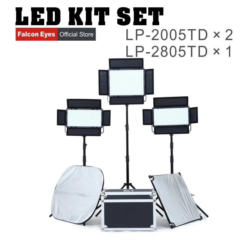 

Falcon Eyes 100W Dimmable LCD Studio Light LP-2005TDx2+140W Video Light CRI95 with DMX system Professional LED light LP-2805TD