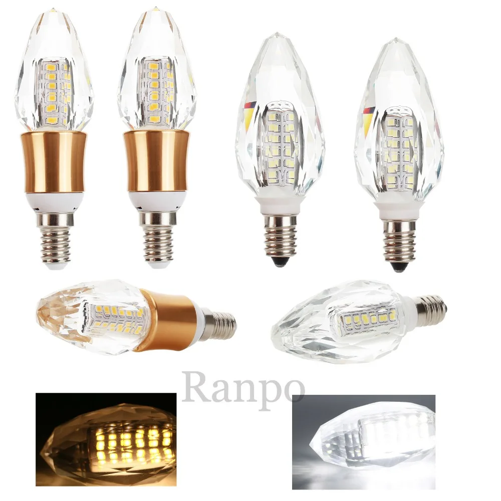 E14 LED Candle Bulb Crystal 7W 2835 SMD 220V 50W Halogen Lamp