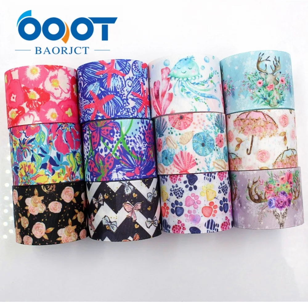 

OOOT BAORJCT I-181106-137,38mm 10yards Cartoon flower Ribbons Thermal transfer Printed grosgrain,Gift wrapping DIY materials