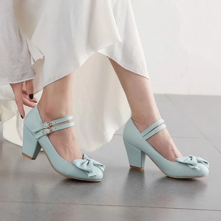 PXELENA/новые женские туфли-лодочки в японском стиле с бантом в стиле Лолиты Туфли Мэри Джейн на высоком массивном каблуке свадебные туфли для девушек-студенток 34-43