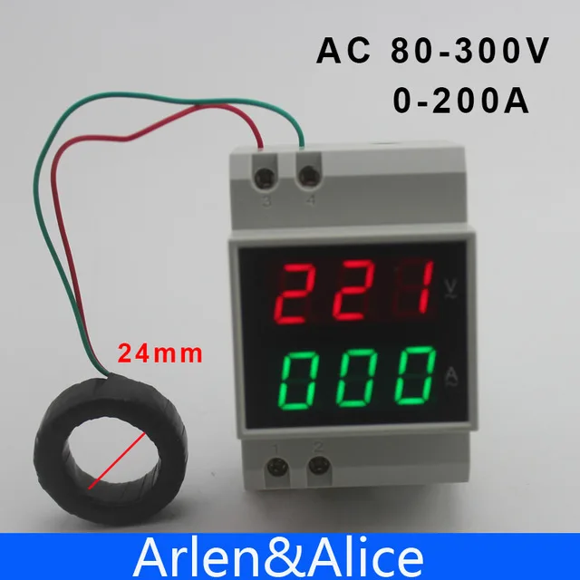 Din-рейка светодиодный AC 80-300V 200-450V 0-200A дисплей напряжения и тока метр с дополнительной CT трансформаторы тока Вольтметр Амперметр - Цвет: 80-300V