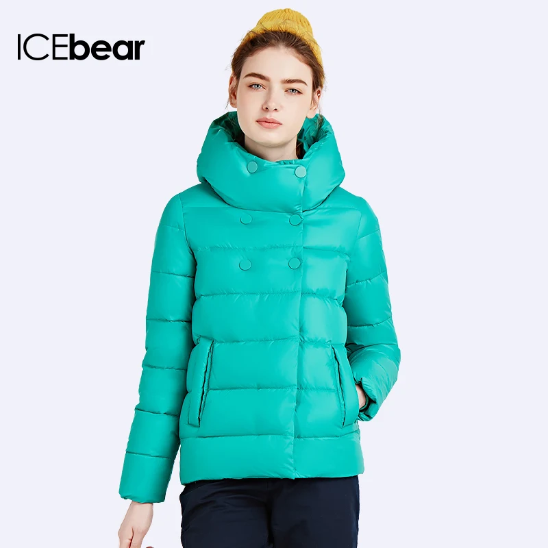 ICEbear 2017 Slim Short Coat Bio Down Jacket Winter Double Breasted Women's Cotton Parka Inside Have Pocket 16G6117D ICEbear 2017 Slim Short Coat Bio Down Jacket Winter Double Breasted Women's Cotton Parka Inside Have Pocket 16G6117D