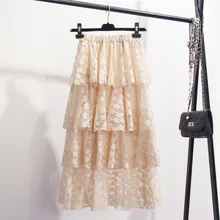 Милая многослойная кружевная многослойная юбка-торт женские длинные юбки женская пляжная юбка для девочек Femininos