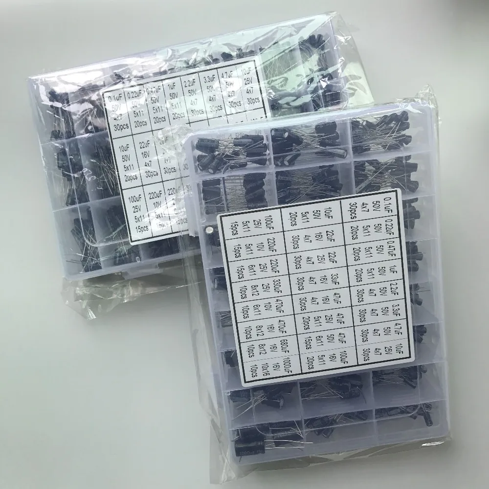 24 Values 500pcs Electrolytic Capacitor Assortment Box Kit 0.1UF-1000UF inm