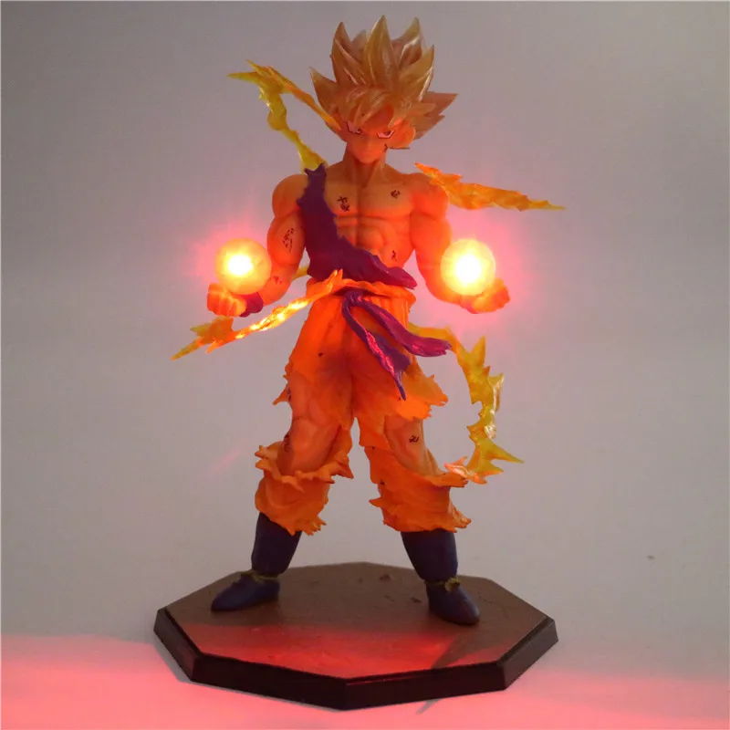 Аниме Dragon Ball Z Son Goku светодиодный светильник Супер Saiyan ПВХ фигурка Коллекционная модель игрушка ночной Светильник для детей подарок Декор лампа