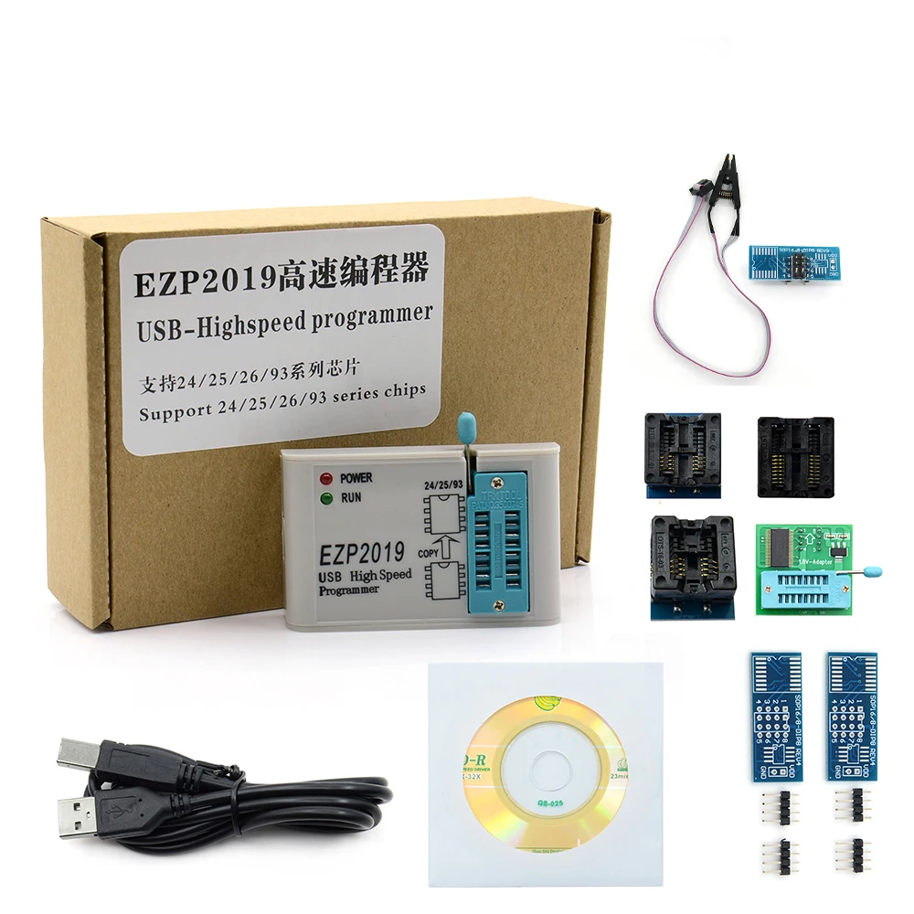 EZP высокоскоростной USB программатор EZP2019 с 12 разъемами Поддержка 24 25 26 93 EEPROM 25 флэш-чип биос поддержка WIN7 и WIN8