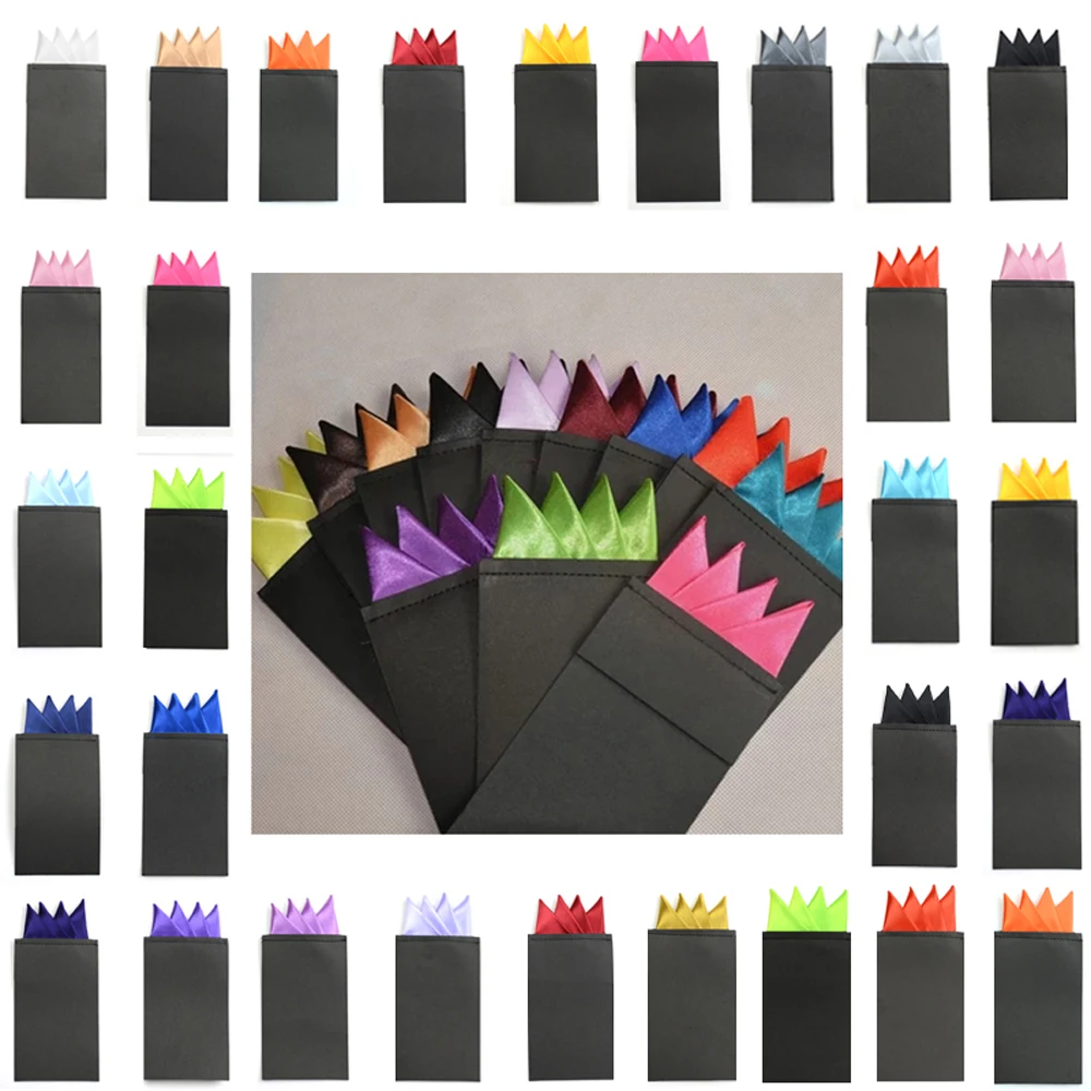 

Men Solid 4 Folds Pre-folded Pocket Square Handkerchief Wedding Party Hanky BWTYY0506