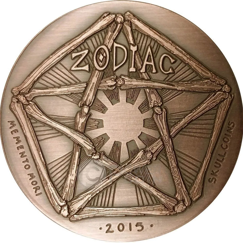 GEMINI Memento Mori Zodiac Skull Horoscope Silver Coin 2015