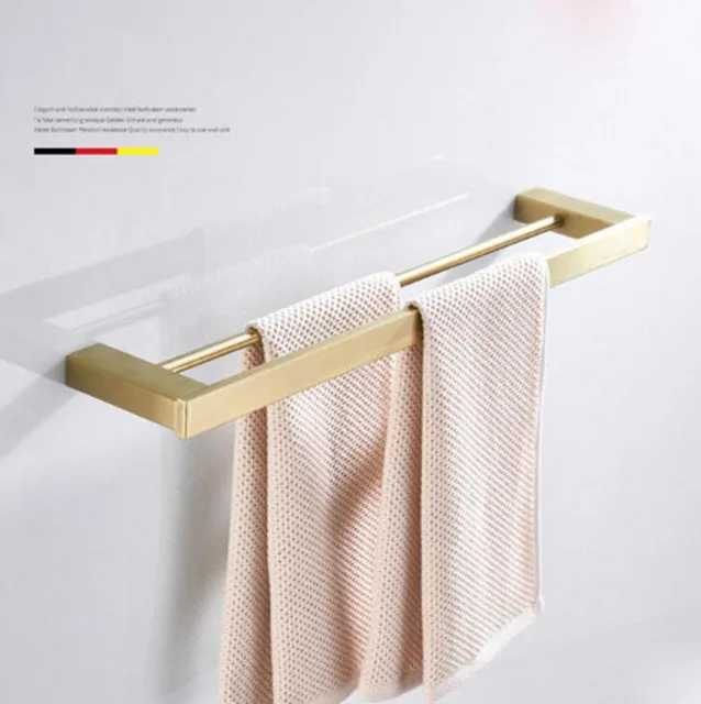 double towel bars Набор аксессуаров для ванной комнаты, латунный держатель для бумаги, вешалка для полотенец, держатель для туалетной щетки, угловая полка, золотой набор аксессуаров для ванной комнаты - Цвет: double towel bars