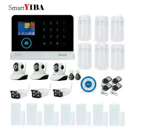 SmartYIBA WIFI APP Control Home Security Alarm Touch Keypad Wireless GSM Alarm Outdoor/Indoor IP Camera For Home Protection цена SmartYIBA WIFI APP Control Home Security Alarm Touch Keypad Wireless GSM Alarm Outdoor/Indoor IP Camera For Home Protection цены онлайн
