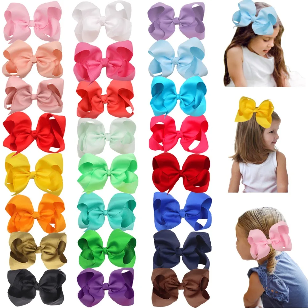 6Inch Glitter Rhinestones Big Hair Bows Alligator Clips For Kids Teens Children