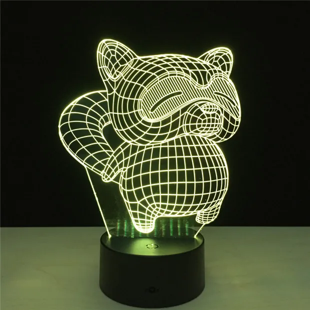 

New Hot 3D Cat Changable Color LED Nightlight PMMA Illusion Lamp Touch Button Table Night Light for Home Decor Lamp
