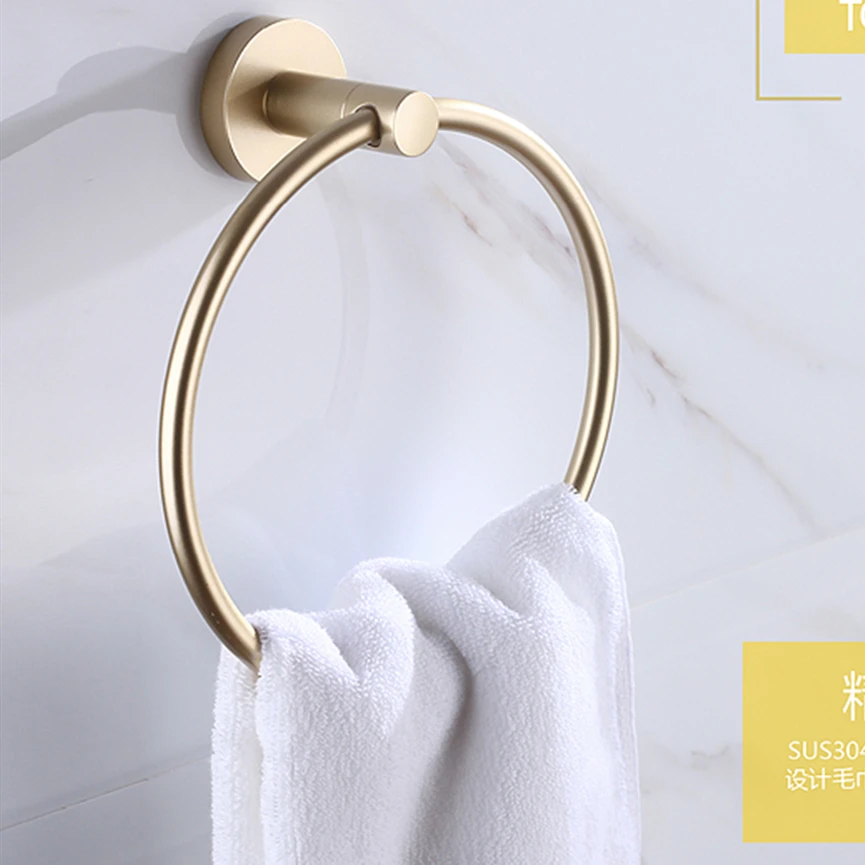 Towel Rack Bathroom Accessories In Brushed Gold Towel Ring SUS304 Stainless Steel Hand Towel Holder Wall Mounted Towel Holder