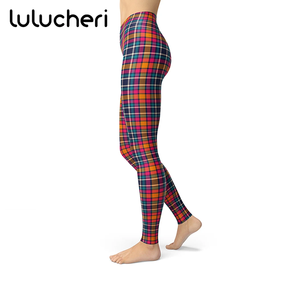 

Color Plaid Pattern Printed Leggings For Women Brushed Buttery Soft Milk Girls Leggins Elasticity Breathable Fitness Slim Legins