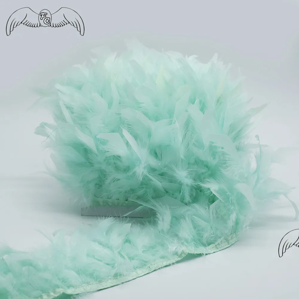 

Wholesale 5-10meters Mint Turkey Feather Trim Fringe Marabou Feather Ribbon For Wedding Dress/Skirt/DIY Crafts Jewelry Deco 4-6"
