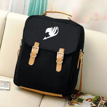 

Free shipping Korean version Hot Anime FAIRY TAIL logo printing man woman canvas schoolbag black blue Beige Backpacks