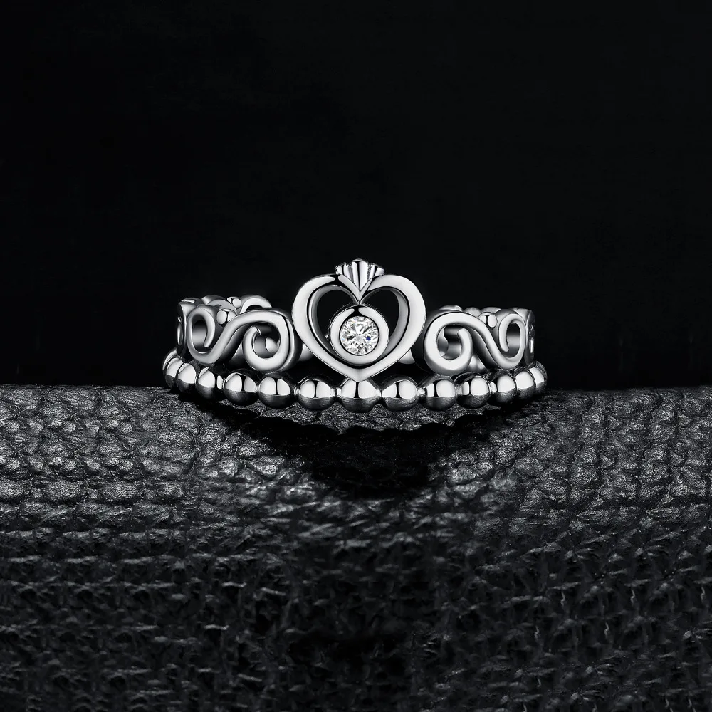 Ювелирные изделия дворец Винтаж Принцесса Корона CZ Кольцо 925 пробы серебряные кольца для женщин штабелируемые кольца из серебра 925 пробы, ювелирные изделия
