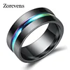 ZORCVENS – bague en titane noir pour hommes et femmes, anneau de mariage, Punk, 8MM, arc-en-ciel, à la mode, nouvelle collection ► Photo 1/6