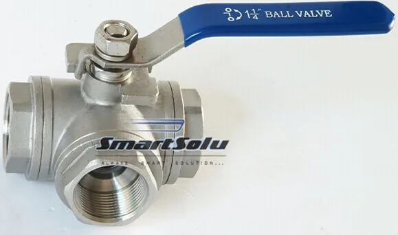 

Free Shipping 1/2" Thread BSP 3 way "L" type 304 Stainless Steel Full Port Ball Valve Vinyl Handle