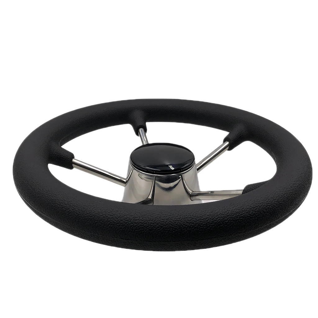 Universal UV-Resistant 5-Spoke 11-inch Boat Steering Wheel with Center Cap Stainless Steel Marine Grade