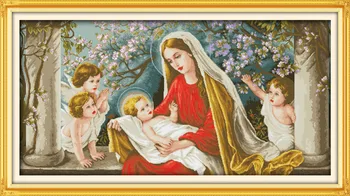 

Madonna and Child DMC Printed Cross Stitch Painting Patterns DIY Needlework 14CT 11CT Counted Cross Stitch Kits for Embroidery