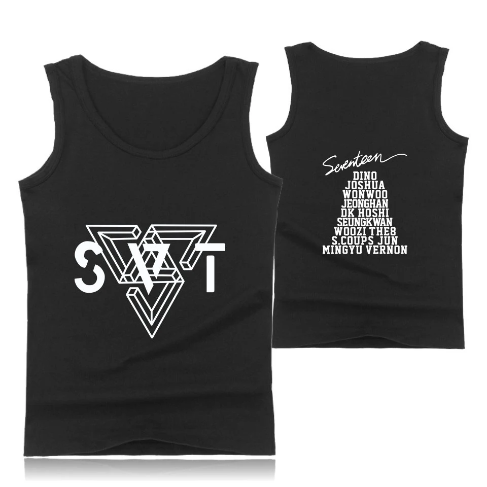 Хлопковая майка Seventeen17 с принтом K Pop Style Clothe 17 карат Seventeen Кей поп майки|Майки| |