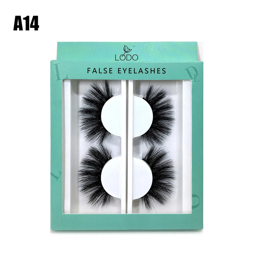 1Pair Handmade Reusable Natural Eyelashes Popular False Lashes 3D Mink Eyelashes Cruelty free Lashes - Цвет: A14