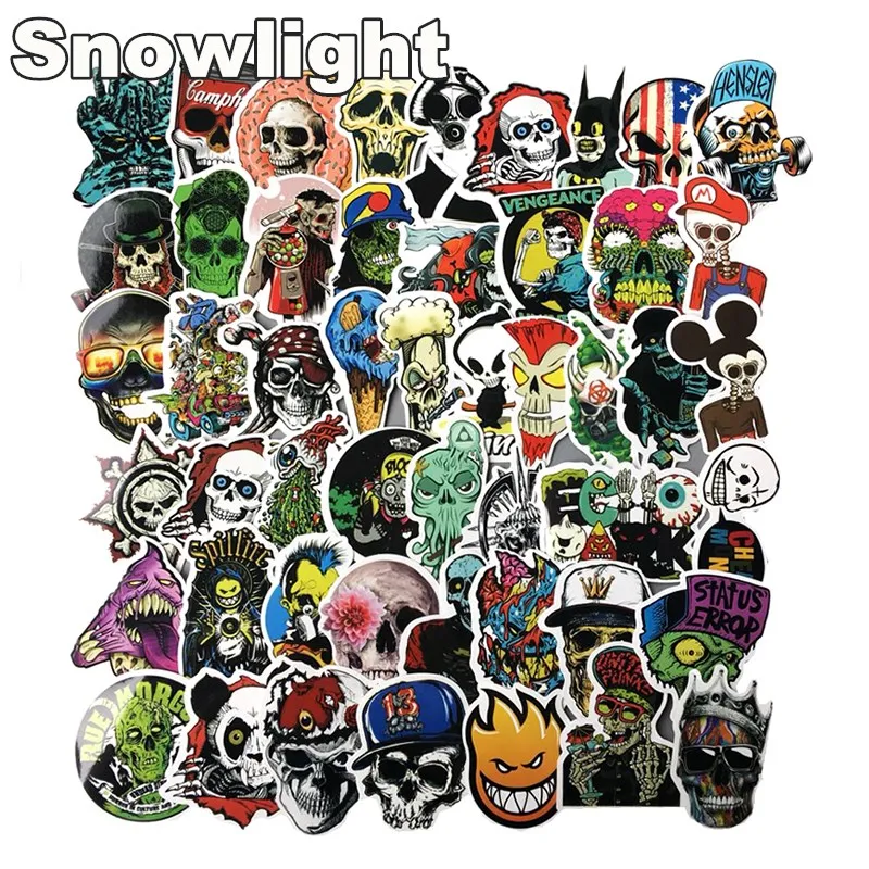 50Pcs Horror Cool Stickers for Skateboard Motorcycle Car Styling Laptop Fridge Luggage Bicycle Graffiti PVC Waterproof Sticker