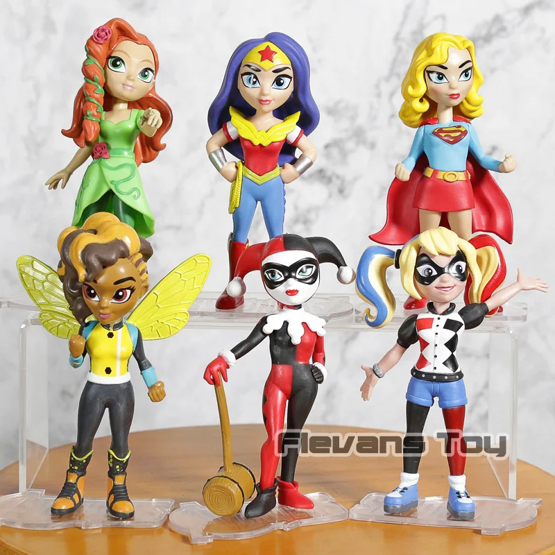 

6pcs/set DC Comic Harley Quinn Super Girl Wonder Woman Figurine Toy Doll Brinquedos Figurals Collection Model Gift