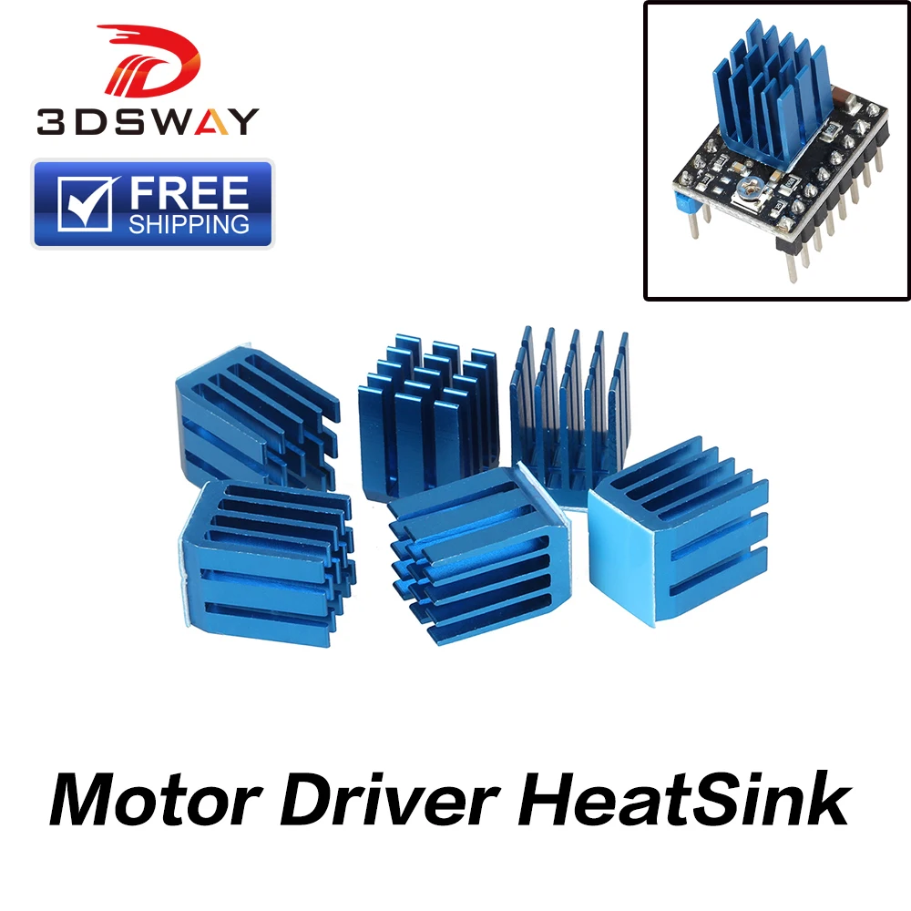 

3DSWAY 4pcs/lot Stepper Motor Driver Module Heat Sinks Cooling Block Heatsink for A4988 Drive Module 9*9*12mm Blue