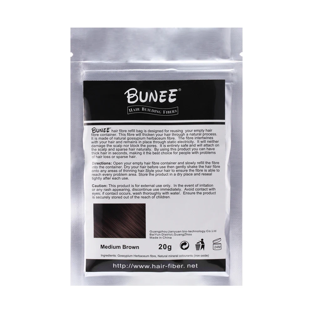 

BUNEE human fibers 50g bag of human body fiber instantly turns into a dense shape, hair fiber hair is sparse with 10 colorsr