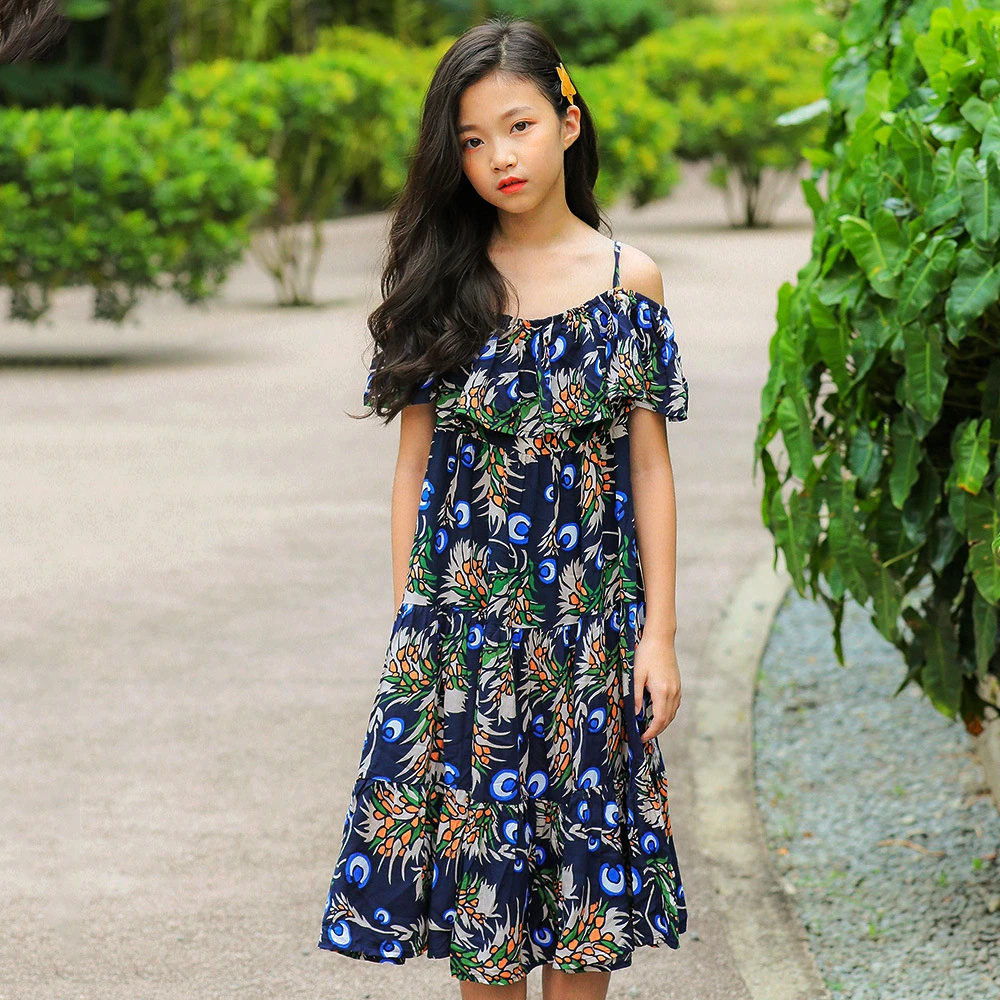 

teenage girls maxi dress summer 2019 kids dresses for girls bohemian beach long dress big girl princess costume children clothes