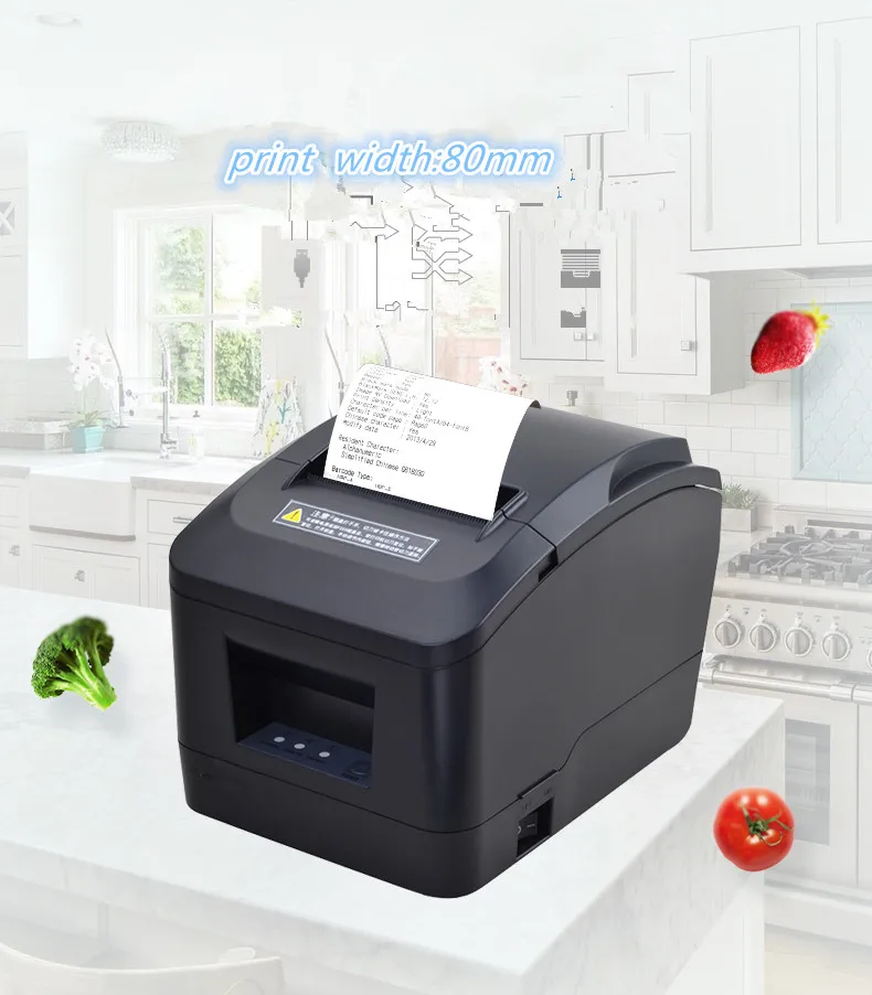 

Factory outlets pos printer High quality 80mm thermal receipt printer XP-200II automatic cutting USB+Serial port /Ethernet ports