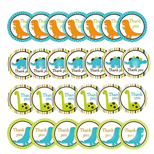 

40pcs Cute Dinosaur Thank You Envelope Seals Labels Round Seal Sticker for Birthday Scrapbooking Cookies Packaging Gift Wrap