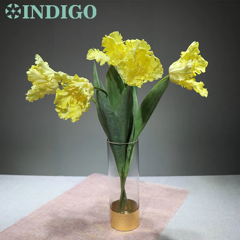 Индиго-один цветок-настоящее Прикосновение Желтый цветок тюльпана домашнее украшение свадебные искусственные цветы Вечеринка